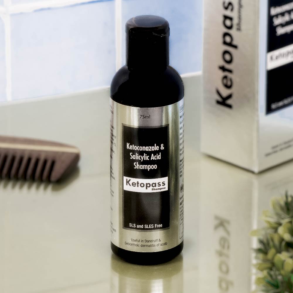 Ketopass - Anti Dandruff Shampoo (Ketoconazole & Salicylic Acid) | For Dry Itchy Scaly & Flaky Scalp Minimizes Dandruff And Dry Scalp Conditions