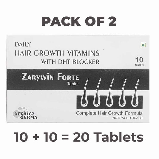 Zarywin Forte Tablet - Daily Hair Growth Vitamins with DHT Blocker (Pack of 2)