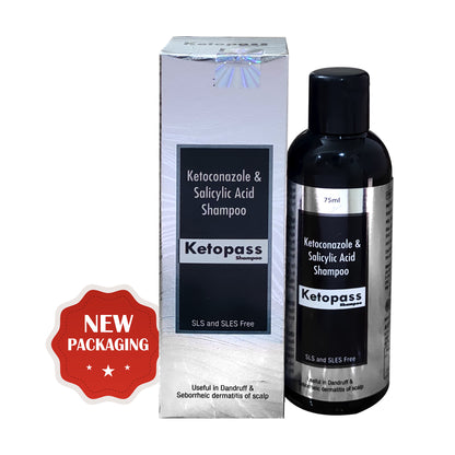 Ketopass - Anti Dandruff Shampoo (Ketoconazole & Salicylic Acid) | For Dry Itchy Scaly & Flaky Scalp Minimizes Dandruff And Dry Scalp Conditions