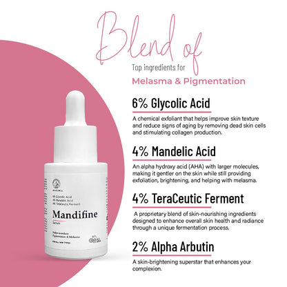 Mandifine Serum - Glycolic Acid, Mandelic Acid & TeraCeutic Ferment | Reduce Pigmentation & Melasma