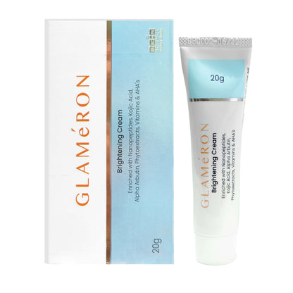 Glameron Premium Brightening Cream with blend of 4-Butylresorcinol, Nanopeptide, Kojic Acid, Licorice Extract, and AHA's.